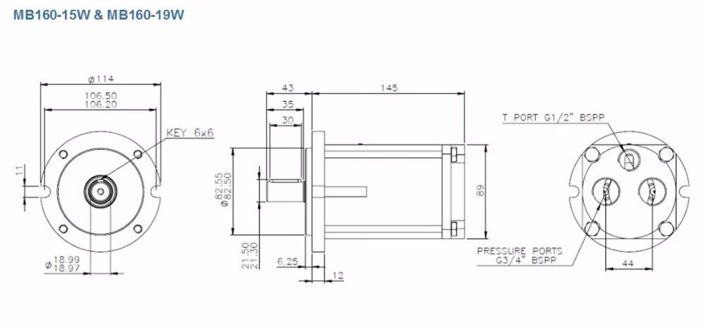 mb16015w Janus motor dimensions drawing