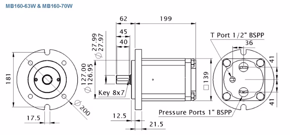 mb16063w Janus motor dimensions drawing