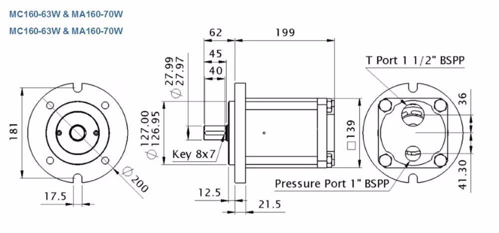 mc16063w Janus motor dimensions drawing