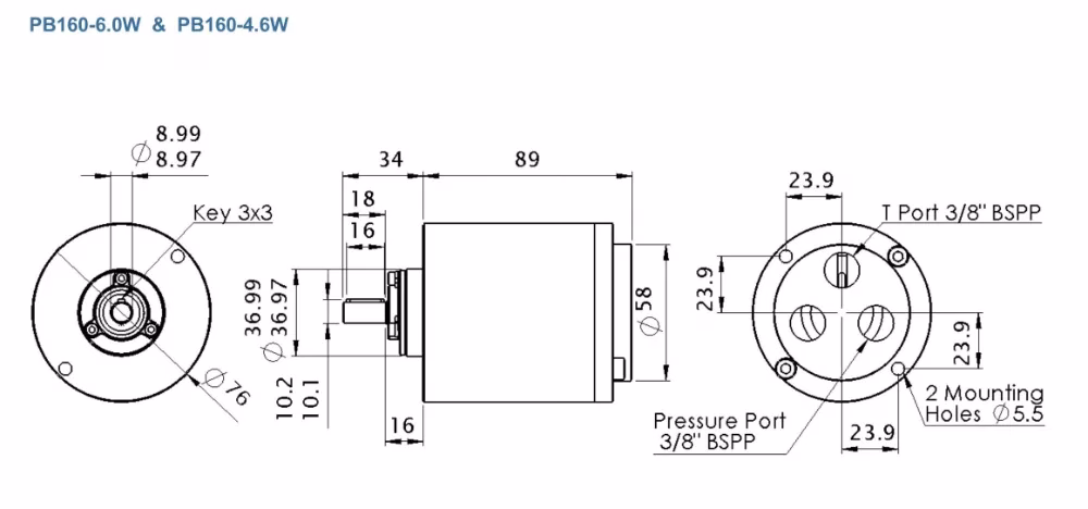 pb16060w1 Janus pump dimensions drawing